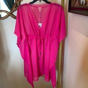 NWT Echo 1 size, hot pink blouse, with tie empire waste.